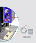 Portable Automatic Hot Stamping Code Printer For Steel Products With Adjustable Batch Number And Date Features control panel showing buttons and foot switch connection.