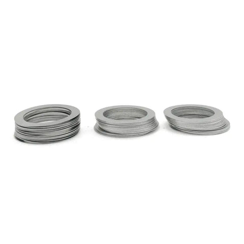 Flat Washer Set Stainless Steel 0.2mm Thick Assortment Kit For Axle Bearings And Spacers 5Pcs M30 M40 Sizes With 42x52 Outer Dimensions Rust Resistant Mini Washers For Machinery Bikes And DIY Pros, three stacks