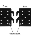 Solid As A Rock 4 Pack Bed Frame Hardware Featuring Double Hook Slot Brackets And Reinforced Steel Plates To Fix Creaky Foundations No Sweat Install Replaces Old Connector Clips Fast, showing front and back of countersunk steel plates.