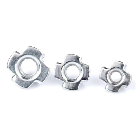 Three sizes of Four Claw T Nut Set For Woodworking M10 X 13 Zinc Plated Blind Pronged Insert Tee Furniture Hardware