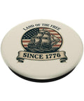 Patriotic Sailboat PopGrip For Phones, Red White And Blue 4th Of July Adhesive Grip with Land Of The Free Since 1776 theme