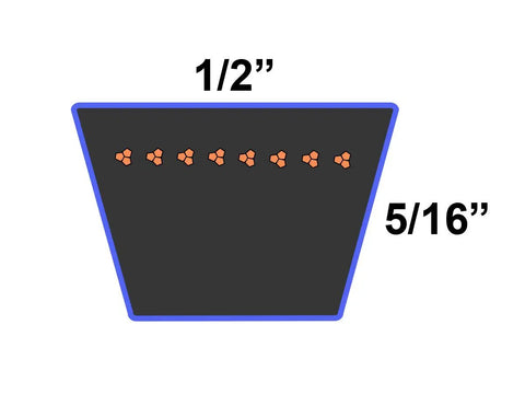 Cross-section diagram of Aramid Replacement Belt For John Deere 4LK 1 Band 85 Inch Length Rubber Heavy Duty Lawn Tractor Belt