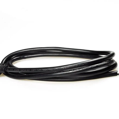 Coiled 6-Foot 18 Gauge 3 Prong Heavy Duty Replacement Power Cord Cable With NEMA 5-15P US Plug, black, open wiring side view.