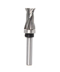 Compact Up And Down Compression Router Bit For Woodworking Carving Engraving With Hardened Steel Core For Flush Trim Finish On Any Direction Endgrain Perfect For Table Mount Or Handheld Tools, close-up view.