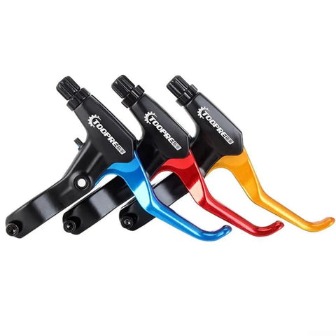 Lightweight Aluminum Alloy Mountain Bike Brake Lever Set For V Shaped Handlebars Ride Ready High Performance Gold Finish Ergonomic Grip
