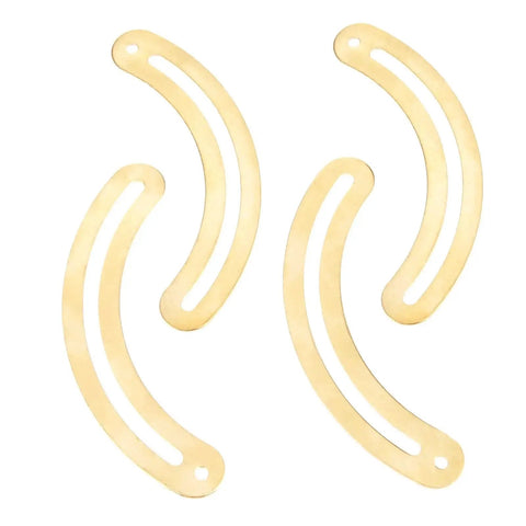 4 pieces of gold curved antique lid support hinges from 8 Piece Gold Curved Antique Lid Support Hinges Set For Boxes Cabinets Wardrobes Doors And Kitchen Cupboards With Screws, Decorative Hardware For Furniture Displays And Everyday Cabinetry.