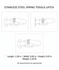 Diagram of Beefy Heavy Duty Stainless Steel Spring Toggle Latch for toolboxes and crates showing dimensions and structure.