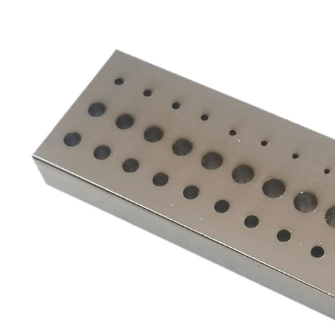 36 Hole Riveting Stake Tool For Watchmakers With Heavy Duty Metal Plate showing multiple hole sizes for precise work
