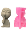 Face Silicone Planter Mold For Concrete Pots And Epoxy Resin Casting Unique Face Design Planter Pot For Home Garden And Patio Decor DIY Flower Plant Mold For Indoor Outdoor Use showing two views.