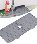 Silicone Faucet Sink Mat Splash Guard Behind Faucet Drain Pad For Kitchen And Bathroom Drip Protector, gray, under faucet