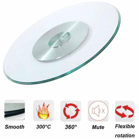 Large Lazy Susan Turntable For Dining Table With Clear Tempered Glass, 360 Degree Rotating Tray, Smooth Bearing Swivel, Restaurant Style