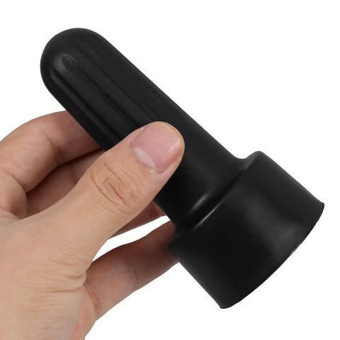 Hand holding black Nonslip Socket Ring Removal Tool For E14 E26 E27 G9 Lamps No Sweat Install Easy Lamp Shade Retaining Ring Wrench