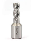 Heavy Duty High Speed Steel Annular Cutter With Rock Solid Weldon Shank And One Inch Cut Depth Slices Through Steel Like Butter On Magnetic Drills Milling Machines 7 16 Inch, showcasing a 7/16 inch diameter cutter.