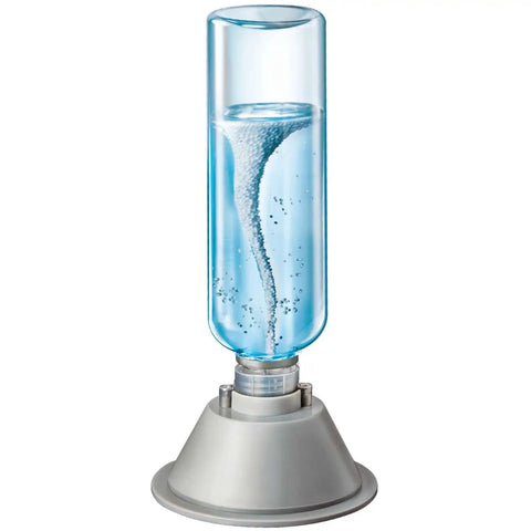 KidzLabs Tornado Maker Kit For Kids - Hands-On Weather Experiment, showing vortex formation in a clear bottle on a gray base.