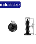 100 Piece M3 10mm Black Self Tapping Screws In 304 Stainless Steel Flat Head Hex Socket Cap Screws With Drive Bit dimensions shown