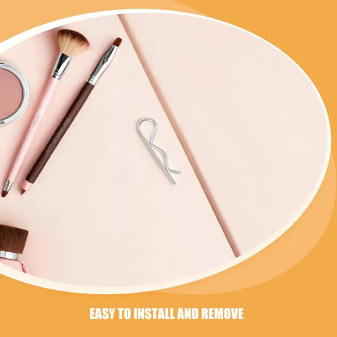 Sturdy 8 Pack R Shape Hitch Pins Made From Industrial Stainless Steel For Secure Mechanical Assembly And Fastening Lock Applications That Are Easy To Install And Super Durable For Any Heavy Duty Task with makeup brushes on pink surface.