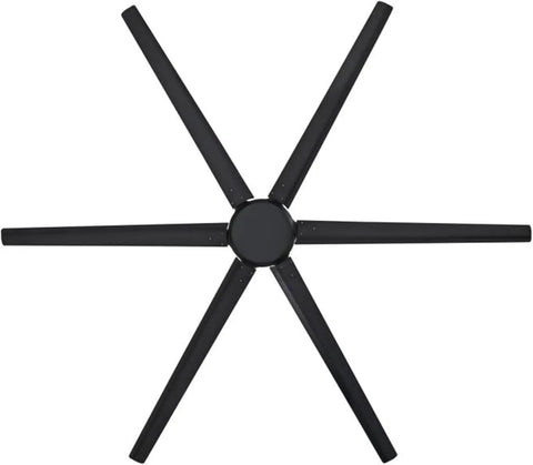 Heavy Hitting Two Pack One Hundred Inch Industrial Ceiling Fan With Remote Control Inside Or Outside Featuring Solid As A Rock Black Metal Blades top view.