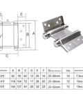 Stainless Steel Double Open Spring Hinge For Doors And Gates 3 Inch 4 Inch 5 Inch Two Way Self Closing Heavy Duty And Rust Resistant DIY Friendly Install Perfect For Indoor Or Outdoor Use with specifications diagram