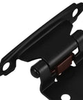 Heavy Duty Self Closing RV Hinges With Semi Concealed Half Overlay Design Steel Construction for Cabinet and RV Doors close up view.