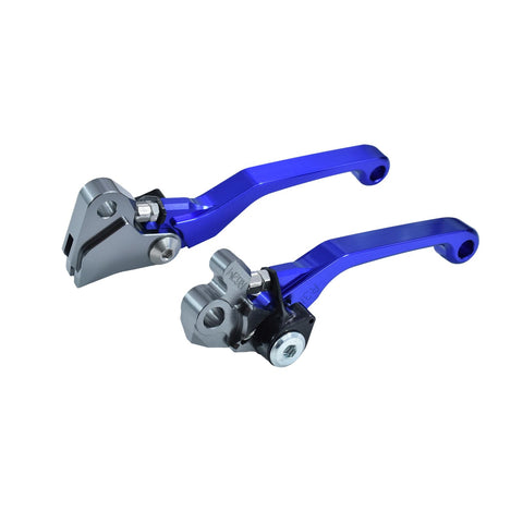 Foldable Clutch And Brake Lever For Yamaha YZ Series Dirt Bikes 2001-2007, CNC 6061 Aluminum, shown in blue
