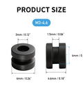 Dimensional diagram of black Vibe Dampers For FPV Drone Flight Controllers F4 F7 Rubber Balls Soft Mount Grommets 24Pcs