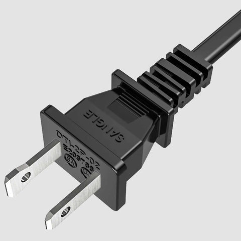 Six Foot Sewing Machine Power Cord AC Cable Replacement, Two Slot Plug, UL Listed 18 AWG Wire, Durable High Quality Power Cord close-up view