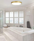 Gold Flush Mount Ceiling Light 2 Pack 9 Inch Modern LED Ceiling Fixtures in a bathroom