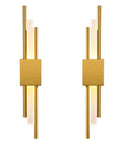 NICRX 2 Pieces Modern Gold LED Wall Sconce, Geometric Metal and Acrylic Vertical Wall Lamp, Minimalist LED Light for Bedroom, Living Room, Hallway – 8 W, 48 cm, 3 Light Tones (2pcs-L&D) with elegant geometric design.