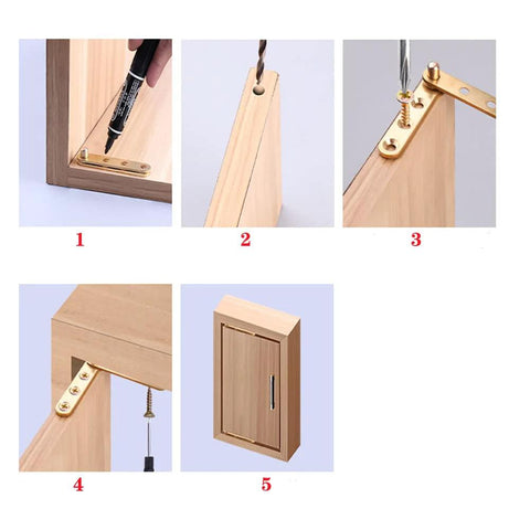 Step-by-step installation of hidden door pivot hinges 360 degree rotatable for wood doors, copper alloy, straight and L shape options.