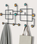Premium Wall Mounted Coat Rack Featuring Diamond Finish Door Hook Excellent For Sorting Entryway Coats Keys And Outerwear Industrial Steel Frame with colorful hooks.