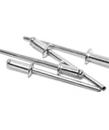 Aluminum Dome Head Blind Rivets Set Assorted Sizes M3.2 M4 M4.8 Pop Rivets Kit For DIY Projects And Heavy Duty Fixes Quick Tool Application Delivers No Fuss Vibration Resistant Holds. Silver aluminum blind rivets shown on white background.