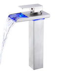 Lit LED Waterfall Bathroom Faucet For Vessel Sink, Oil-Rubbed Bronze, LED blue light waterfall flow, top view