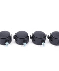 Rcniso Universal Casters Durable 360 Degree Swivel Casters for Furniture Supply 4 Pieces for Storage Cabinets, Shelving, set of four black casters with screws.