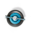 Direct Fit At213915 Idler Pulley And 4346770 Track Assembly For Excavators with blue center and metal screw, durable for tough sites.