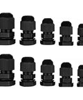 Waterproof Nylon Cable Gland Kit 3 To 13 mm Adjustable Threaded Connectors IP68 For PG7 PG9 PG11 PG13.5 PG16 Joints, 10 Pack
