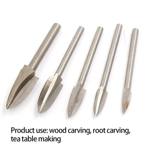 Handyman Favorite White Steel Wood Carving Milling Cutter For Rotary Tools Heavy Duty Engraving Bit set of five precision bits