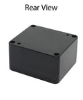 Solid Game Changer IP65 Waterproof Dustproof ABS Plastic Project Box For Outdoor Electronics And DIY Projects Heavy Duty Black Junction Enclosure Ready To Rig Up Pack Of Two, rear view.