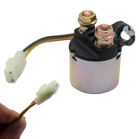 Starter Solenoid Relay For Honda TRX Rancher 350 2000 2006 ATV Replacement Heavy Duty Electrical Switch Fits TRX350 TRX420 TRX400 Foreman Rancher Models Easy Install Reliable Crank Start Performance, metal relay with wire connectors