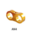Solid Aluminum Hose Clamp Separator Kit 8 Piece Set With AN4 AN6 AN8 AN10 Billet Line Dividers For Secure Oil Fuel And Water Line Clamping Performance. AN4 gold aluminum hose divider
