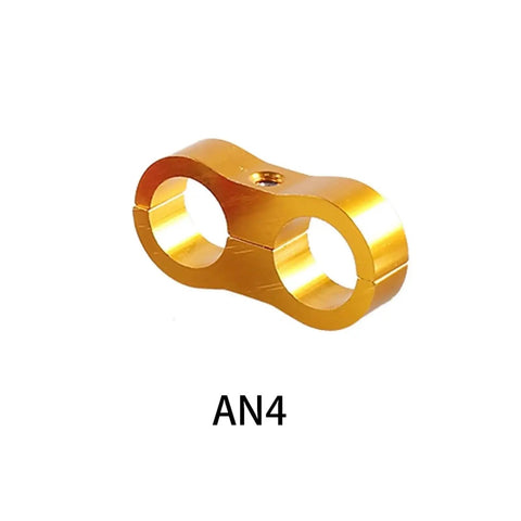 Solid Aluminum Hose Clamp Separator Kit 8 Piece Set With AN4 AN6 AN8 AN10 Billet Line Dividers For Secure Oil Fuel And Water Line Clamping Performance. AN4 gold aluminum hose divider