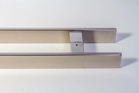 Dope 12 Inch Push Pull Door Handle In Brushed Nickel Satin Finish For Glass And Metal Doors Modern Stainless Steel Pull Bar For Commercial Front Doors Home Office Barn Entrances Rectangular Flat Design, 12-inch brushed nickel pull handle