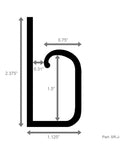 Dimensions diagram of J Channel Cable Raceway With Self Adhesive Backing For Desk, Computer, Gaming And Entertainment Setups, 46 Inch Long Black Cord Organizer for hiding wires and managing cables.