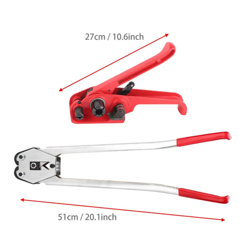 Heavy Duty Strapping Tensioner And Sealer Tool Set with red handle for PET and PP plastic straps hand sealing and banding machine