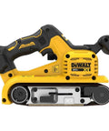 Heavy Duty 20V Max Cordless Belt Sander With A Badass Brushless Motor and hassle-free airlock dust capture side view.