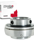 Maple Ace UC205 insert bearing with 25mm bore, spherical OD, set screws, lubrication hole.