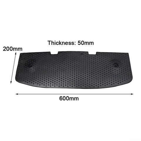 Heavy Duty Black Rubber End Cap Kit For Standard Hump With Concrete Anchors Plus Screws And Washers To Fit 200x600x50mm Size Perfect For Boosting Road Safety At Private Community Entrance Gates, front view