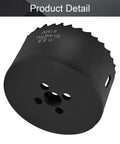 Close view of 3.2 Inch Hole Saw With 0.4 Inch Hex Shank Bi Metal HSS Cutter For Galvanized Steel Pipe, M42 Bi Metal, black finish