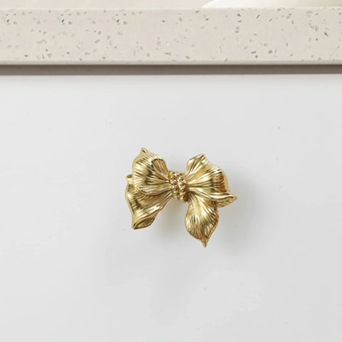Gold Bow Cabinet Knobs Set Two Pack Brass Finish Bow Shaped Pulls For Drawers Cabinets Dresser Wardrobe Glass Doors Ideal For Kitchen