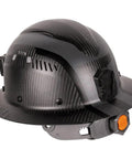Carbon Fiber Full Brim Hard Hat With Rechargeable Headlamp Vented ANSI Z89.1 Class C Type 1 Spartan K12 Series Beefed Up Lightweight Protective Helmet