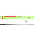 Packaged Dual Band 15.6 Inch SMA Male Whip Antenna For VHF UHF 144/430 MHz Radios with product label and antenna visible